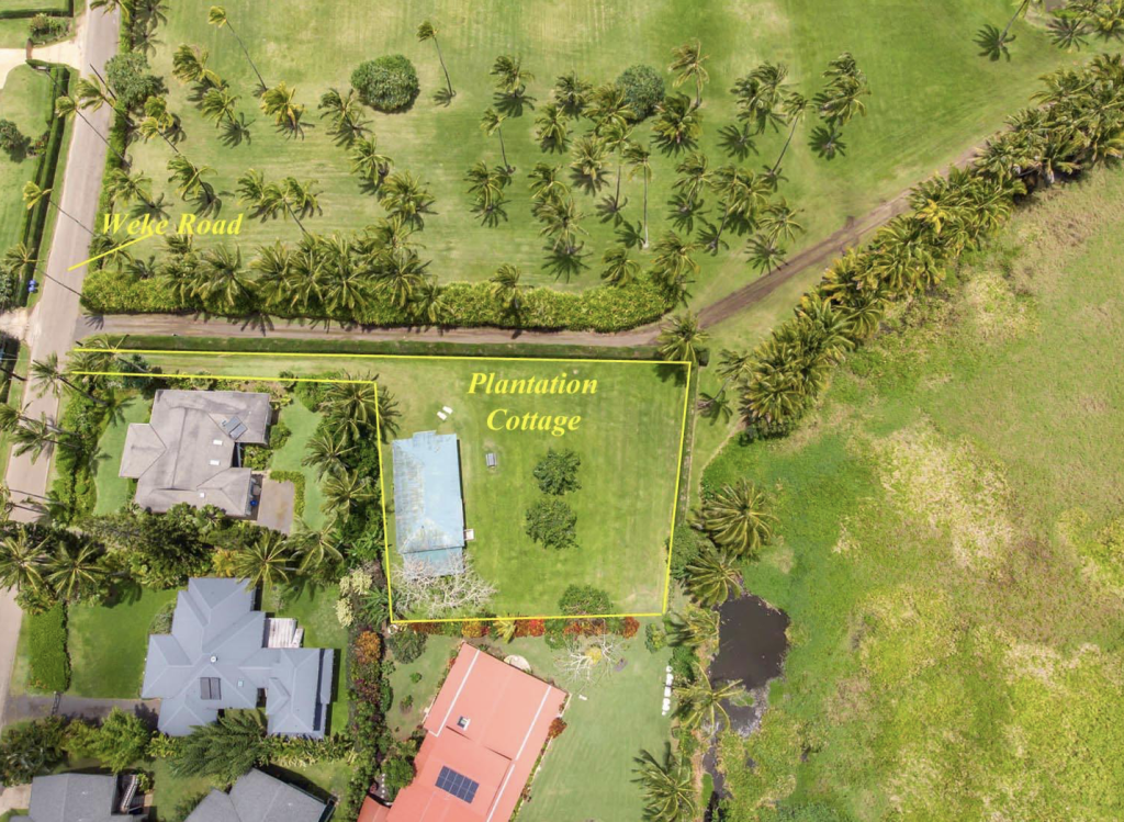 Aerial view of Hanalei Plantation Cottage